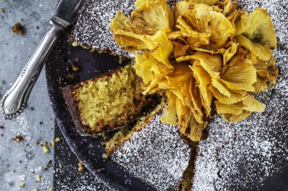 Pineapple and polenta cake.