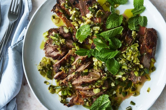 This lamb leg can also be roasted in the oven if the weather is too cold for a barbecue.