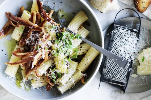 Adam Liaw's rigatoni alla Gricia with pancetta.