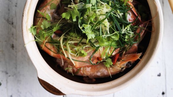 Adam Liaw's Drunken ginger prawns.