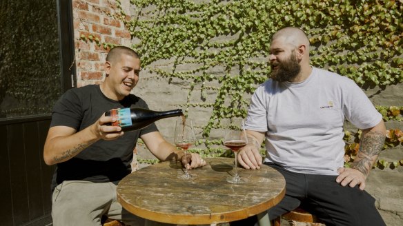 Lyndon Kubis (left) and chef Charley Snadden-Wilson are teaming up for Clover Vin de Cave.