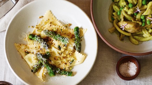 The asparagus triangoli on Fred's menu.