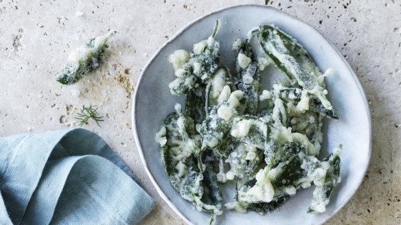 Sage leaves fried in a light batter.