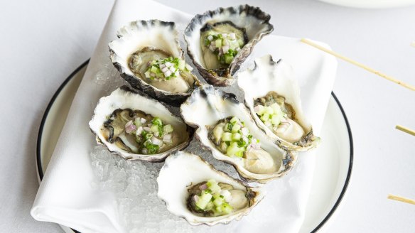 Oysters with cucumber mignonette.