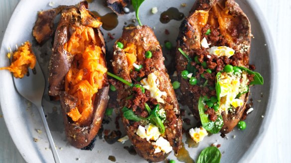 Sweet potato skins won't be quite as crisp as other potato varieties.