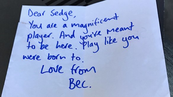 The letter from Adelaide coach Bec Goddard to Jess Sedunary. 
