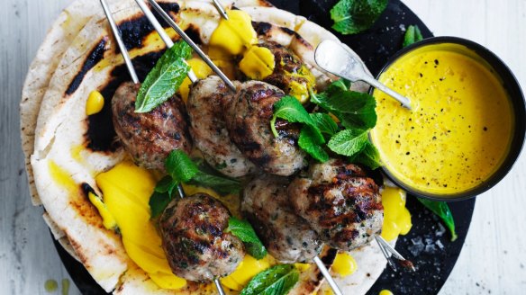 Jill Dupleix's chicken kofta skewers with turmeric tahini 