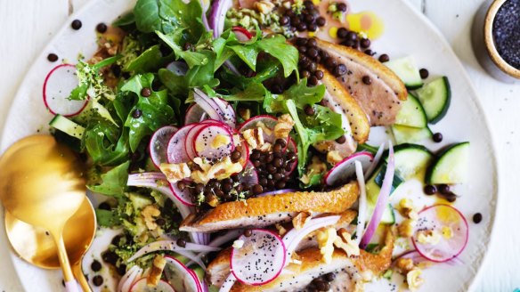 If it's too hot, sub in tinned lentils for this summery duck salad.