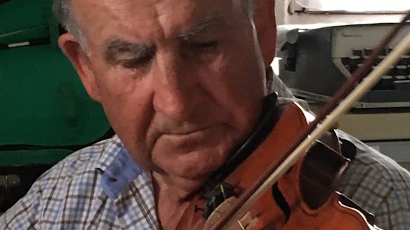 Gerald Murnane with his ''fiddle''.