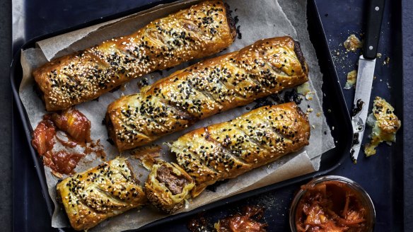 Stuff leftover roast meat into sausage rolls.