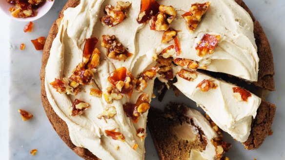 Helen Goh's apple cake, icing and praline optional.