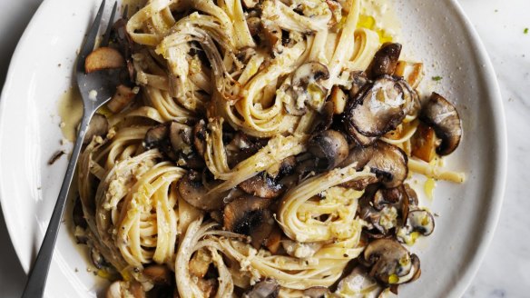 Five-mushroom fettuccine.