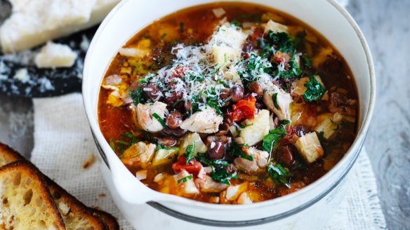 Serving suggestion: Chunky chicken and celeriac soup with garlicky grilled sourdough on the side.