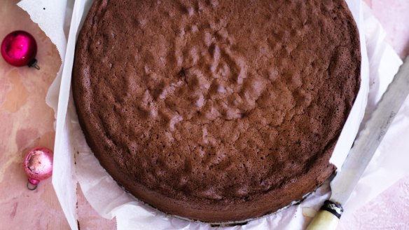 Chocolate genoise sponge for Danielle Alvarez's trifle.