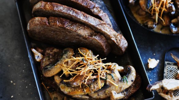 Mushroom and tarragon toasts.