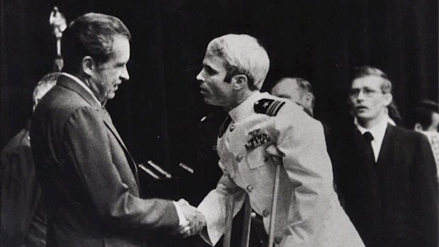 John McCain is greeted by President Richard Nixon in 1973.