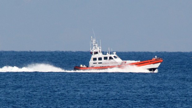 An Italian vessel from the European border agency Frontex assists the Greek Coast Guard in the search for survivors after a boat sank near the  Greek island of Samos.