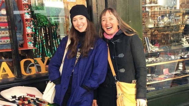 Patricia "Trish" Neis-Beer, right, in Notting Hill with her daughter in early March.