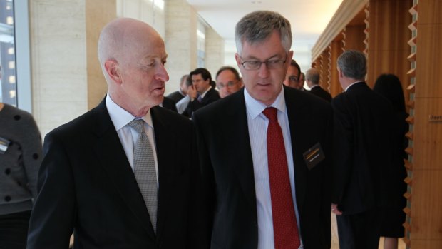 RBA governor Glenn Stevens with former Treasury secretary Martin Parkinson in August.