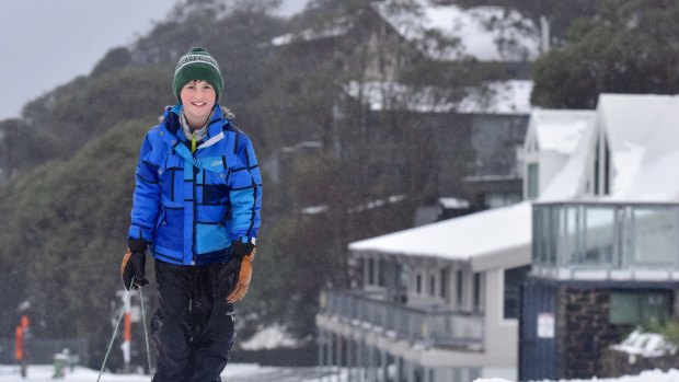 Mt Beauty local Will, nine, enjoying the snow at Falls Creek on Mother's Day.
