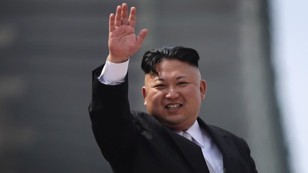 North Korean leader Kim Jong-un at a military parade on Saturday.