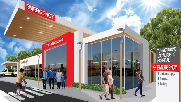 An artist's impression of the local public hospital in Tuggeranong, as proposed by the Canberra Liberals. Another would be built in Gungahlin.