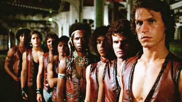The Warriors, with Michael Beck (far right) as their leader Swan.