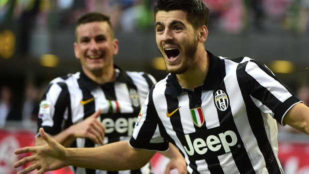 Morata strikes twice: Juventus forward Alvaro Morata celebrates his second winning goal of the week for Juventus.