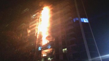 Fire spread up the facade of the Lacrosse tower in a matter of minutes.