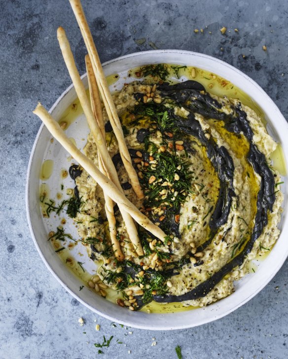 Karen Martini gives the eggplant dip a dramatic makeover.
