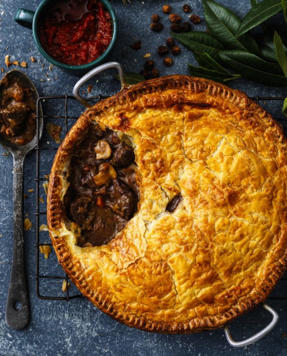 Seek out kangaroo rump for this peppery pie filling.