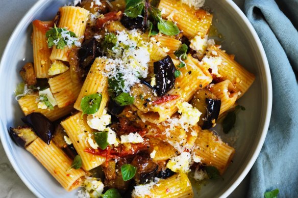 Danielle Alvarez's smoky rigatoni with ricotta salata.