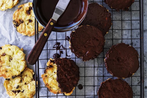 Chocolate-dipped 'poor man's florentine's'.