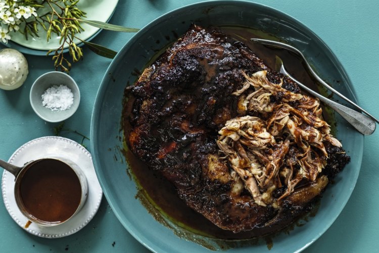 Recipe Tin's Christmas pulled pork with holiday BBQ sauce.
 