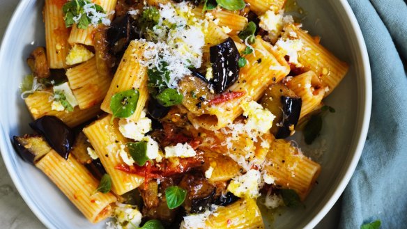 Danielle Alvarez's smoky rigatoni with ricotta salata.