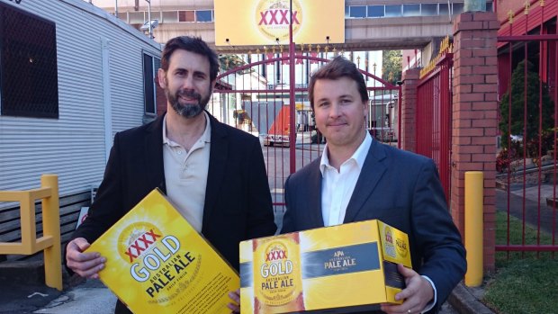 XXXX's quality brewer Anthony Clem and marketing manager Jack Mesley launch the company's new pale ale.