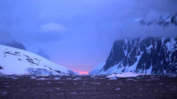 An Antarctic sunset.