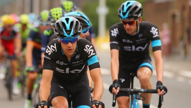 Tough day: Richie Porte did a lot of the work at the front for Team Sky on the fourth stage.