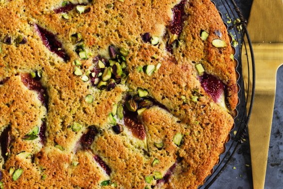 Helen Goh's fig and pistachio bakewell tart.