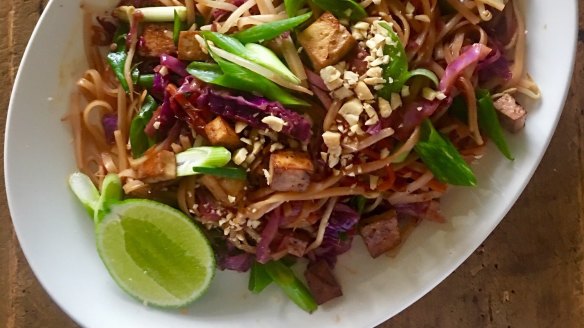 Vegan pad Thai noodles.