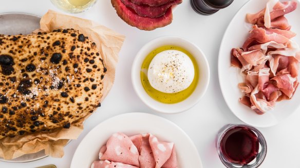 Wood-fired bread and antipasti at Totti's.