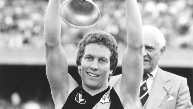 Richmond's last premiership captain: Bruce Monteath holding up the trophy in 1980.