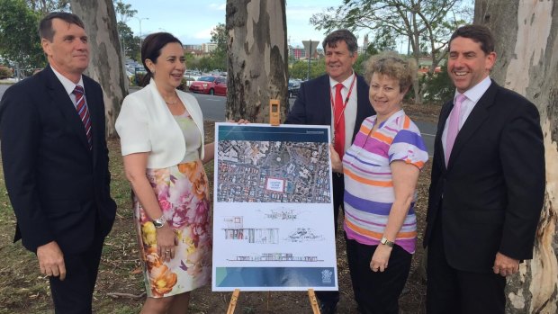 At the Prince Charles Hospital for the announcement of a new mental health facility for young Queenslanders were (from left) local MP Dr Anthony Lynham, Premier Annastacia Palaszczuk, policy officer Greg Fowler, Jeannine Kimber and Health Minister Cameron Dick.