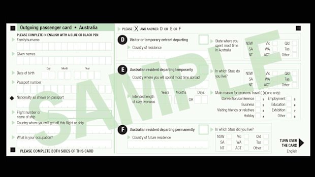 Australian departures from airports: Outgoing passenger cards no longer ...