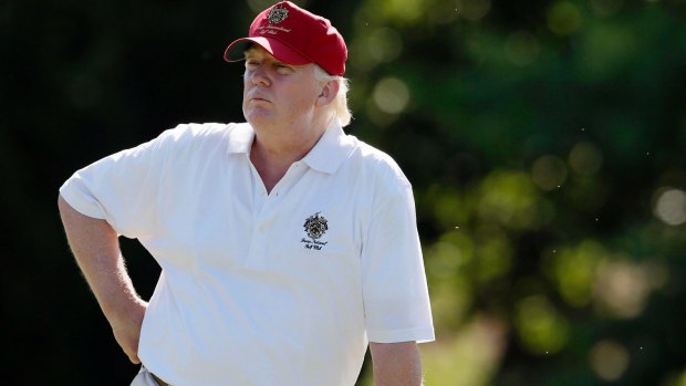 US President Donald Trump on the golf course.