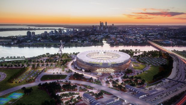 An artist's impression of the Perth Stadium, due to open in early 2018.