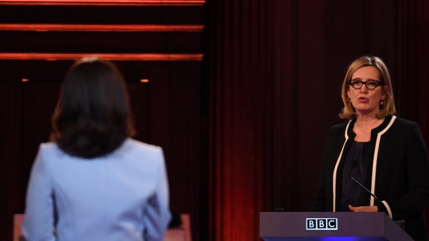 Home Secretary Amber Rudd takes part in the BBC Election Debate.