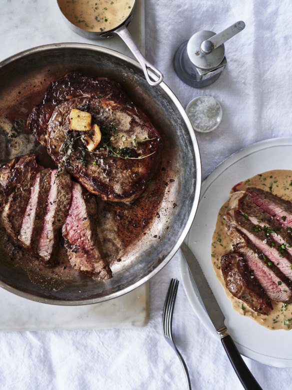 Adam Liaw prefers to serve his steak on top of its sauce.