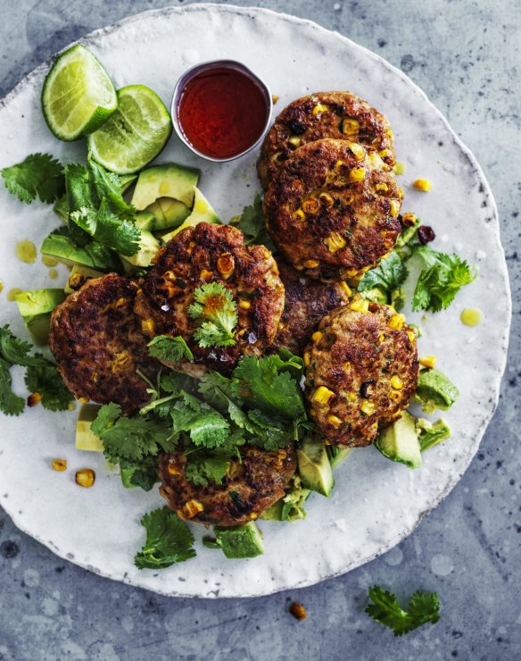 Versatile chicken and corn patties.