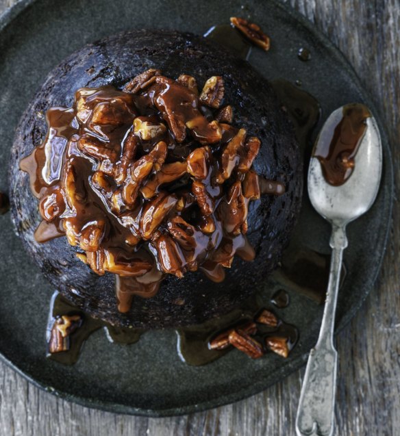This chocolate steamed pudding calls out for a buttery caramel poured over it.